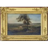 19th century British School, a landscape scene, oil on board, unsigned