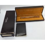 A Dupont rose gold plated ball point pen with box and papers