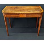 A 19th century mahogany marquetry inlaid card table, felt interior