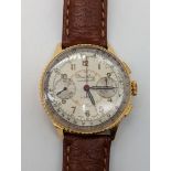 A Breitling Chronomat 18ct gold, ref.769, 1940s, dial diameter 35mm, later brown leather strap