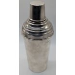 A late 20th century silver cocktail shaker, hallmarked Sheffield, maker R.Carrs, 420g, H.22cm