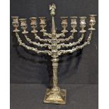 A large silver plated Menorah, H.53cm