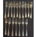 A collection of 17 George III silver forks, various London hallmarks and makers,680g