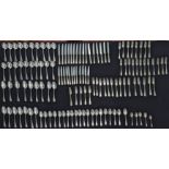 A large collection of silver cutlery, hallmarked London, 1908, silver weight approx. 6,800g (