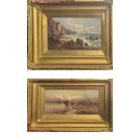 19th century British School, a pair of maritime studies, oils on canvas, monogrammed lower left,