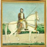 A large fine 19th century Indian miniature painting of Maharaja Sawai Ram Singh of Jaipur, H.28cm