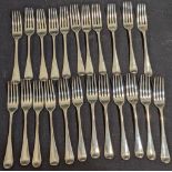 A collection of 23 George III silver forks, hallmarked London, 1807, maker William Eley & William