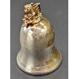 A miniature silver tooth box with gilt fairy finial, hallmarked Birmingham, 1994, maker Harman Bros,