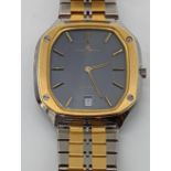 Baume & Mercier gents vintage quartz watch, gold tone and steel bracelet