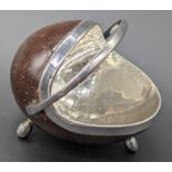A silver coconut in the form of a sugar bowl, L.8.5cm
