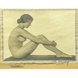 John Everard (Early 20th century British), Meditation, nude study, silver gelatin print, signed in