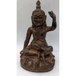 Sino-Tibetan Bronze Figure of a Bejewelled Buddhist Deity in Yoga Posture, with a band strap