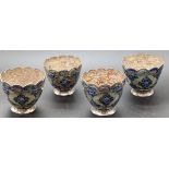 A set of 4 Indian silver Lucknow enamelled silver coffee cups, H.4.5cm