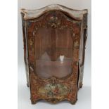 A miniature Louis XVI style vitrine, metal outer depicting scenes of musicians, instruments and