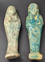 Two glazed Egyptian shabtis, L.10cm