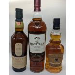 3 bottles of single malt whiskey to include Macallan Whiskey Maker's Edition, 1 litre bottle, a