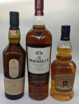 3 bottles of single malt whiskey to include Macallan Whiskey Maker's Edition, 1 litre bottle, a