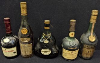 Courvoisier Napoleon, bottled 1970s numbered bottle, Hennessy XO Cognac 1970s, Courvoisier Luxe