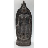 Tall Indian Bronze Standing Buddha, North India, H.24.5cm