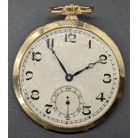 A 9ct gold dress pocket watch, import Glasgow hallmarks, 1929, unsigned movement with compensated
