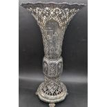 A large 19th century Continental hallmarked silver vase in the Chinese style, marks to foot, H.31cm