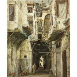 20th century Syrian School, A Middle Eastern Damascus Street Scene, oil on canvas, signed lower