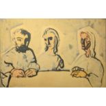 Leon Zak (Lev Vasil'evich Zak) (Russian/French, 1892-1980), Three Figures at a Table, ink and