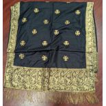 An Indian black and gold silk textile, with the Mysore Gandaberunda, 181cm x 56cm