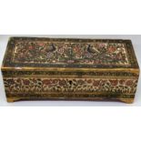 An 18th or 19th century North Indian Mughal wooden box with fine raised painted and lacquered