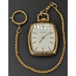A Longines gold-filled pendant pocket watch on a gold plated chain