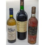 A collection of wine to include a bottle of Chateau Sauternes 1er-Cru 1964, a bottle of Chateau