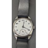 An Art Deco silver gents wristwatch, silver case with London import hallmarks, 1924, maker Arthur