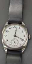 An Art Deco silver gents wristwatch, silver case with London import hallmarks, 1924, maker Arthur