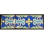 3 Indian 18th century multan tiles, each 13cm x 13cm