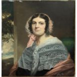 19th century Continental School, portrait of a lady, oil on canvas, H.76.5cm W.63cm