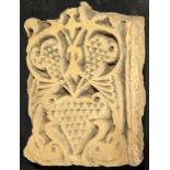A rare 13th century ghurid carved terracotta tile, Herat, 30cm x 26cm x 9.5cm
