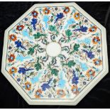 A very fine mid 20th century Indian Agra Pietra Dura inlaid marble table top depicting various