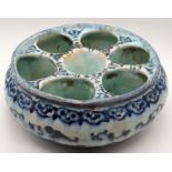 A 15-16th century Persian timurid or early Safavid blue and white glazed pottery sectional bowl, H.