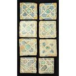 A collection of eight 18-19th century North African Tunisian tiles, each tile approx. 13cm x 13cm