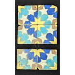 A collection of six 19th century Persian or Central Asian Cuerda Seca tiles, each tile 13cm x 13cm