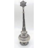 A 19th century Indian silver rosewater sprinkler, the head in the form of a rose, 290g, H.28cm