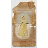A fine Indian miniature painting of a lady, signed, gouache with gilt heightening, H.23cm W.11cm