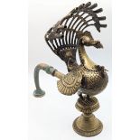 A fine 17th century Indian Deccani bronze bird shaped incense burner, H.30cm L.28cm
