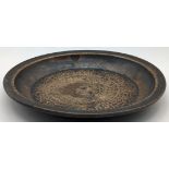A large 15th century Persian timurid engraved copper dish, D.23cm