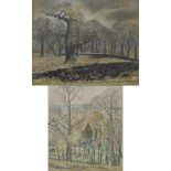 Philip Meninksy (Polish, 1919-2011), 2 woodland scenes, pastels, both signed lower right, 60cm x