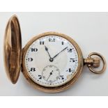 A late 19th century 9ct gold pocket watch, subsidiary dial, marked to interior of case