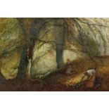 Attributed to Frederick Hines, woodland scene, watercolour, unsigned, H.38cm W.58cm