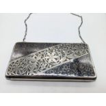 A fine 19th century large Russian Niello silver ladies purse, floral decor throughout with a sash of