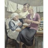 Veronica Burleigh (1909-1999), Apple Peeling, oil on canvas, signed lower right, H.66.5cm W.61cm