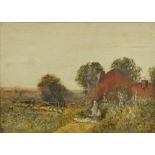 Frederick Hines (active, 1875-1905), Cottage Garden, watercolour and pastel, signed to verso, H.27cm